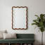Rectangle Wood Frame Decorative Mirror with Irregular Lines, Natural Finish, Versatile Wall Mount for Bedroom Bathroom Living Room Entryway.-129673805