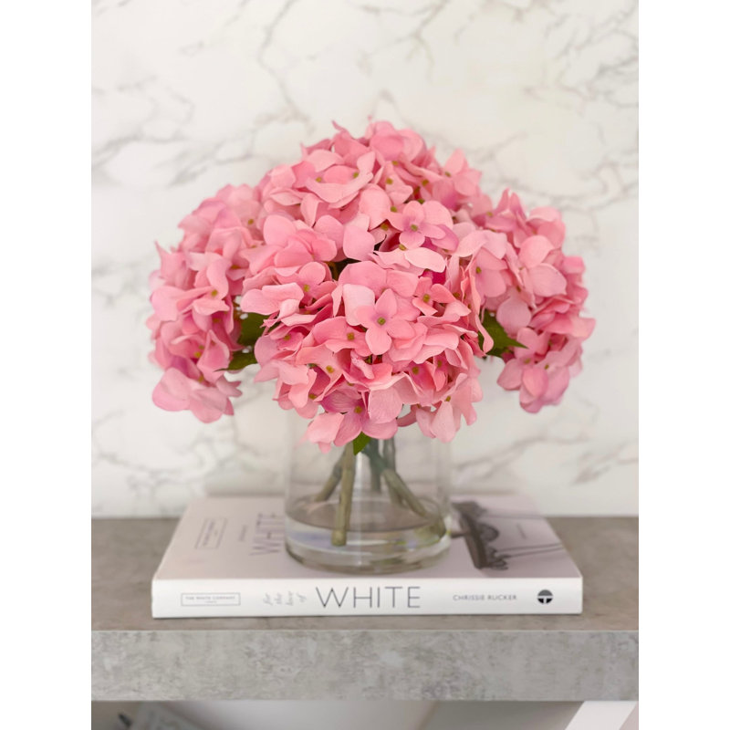 Sink Pink Hydrangea Arrangement Cylinder Glass