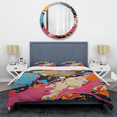 Ensemble de housse de couette bleu et rose Pop Fusion I - Pop Art