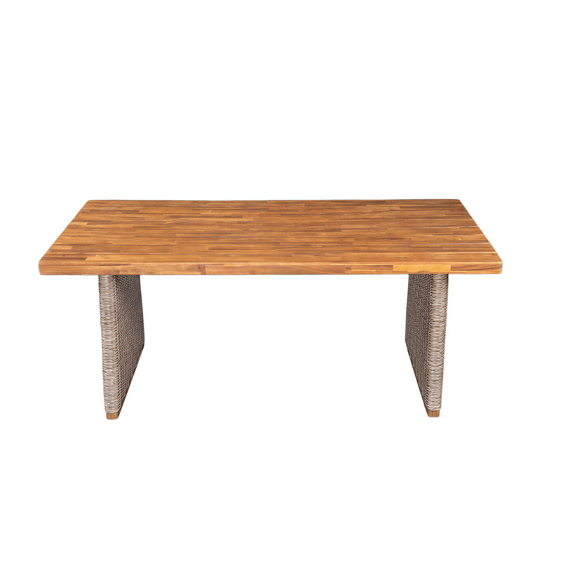 Ensemble de table de salle à manger d'extérieur en bois d'acacia avec 1 table et 1 banc, brun, Brun