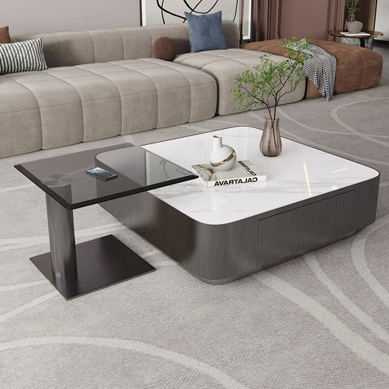 Ensemble de tables basses luxueuses de style italien, H 12,6 po x L 39,4 po x l 39,4 po