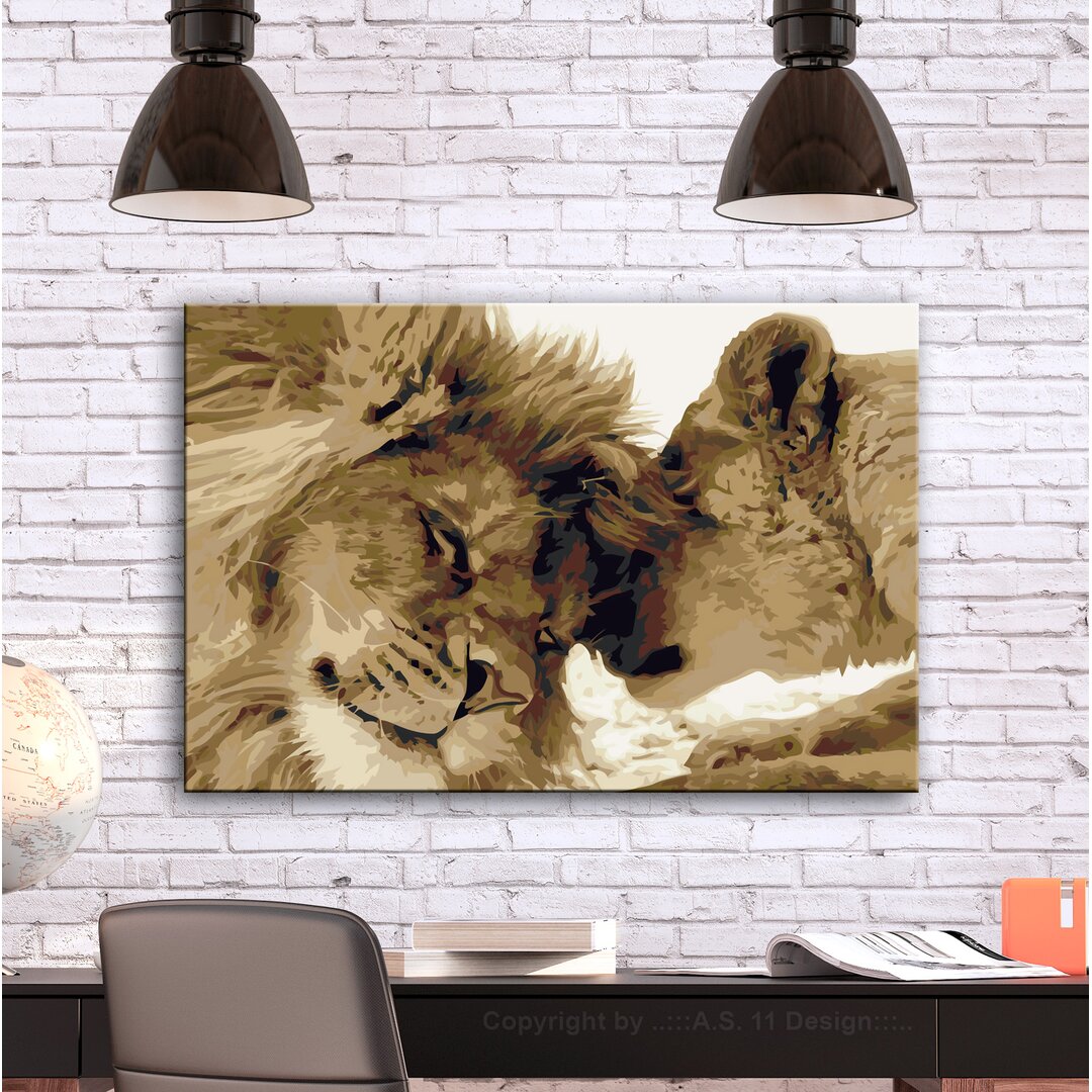 Leinwandbild Lions in Love Malen nach Zahlen