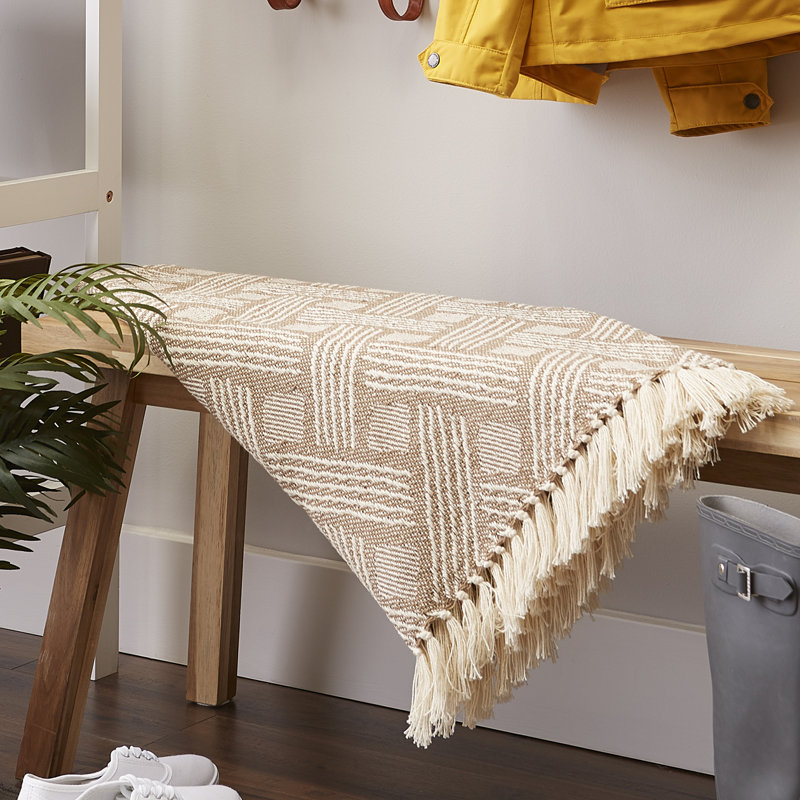 Stone Basketweave Cotton Throw Blanket with Fringe, 50x60