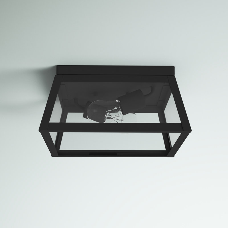 Black Glass 2-Light Outdoor Flush Mount