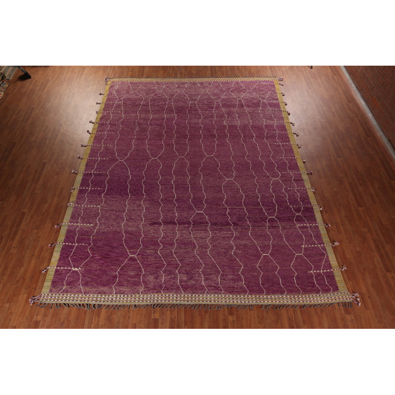 Purple Striped Moroccan Oriental Large Rug
