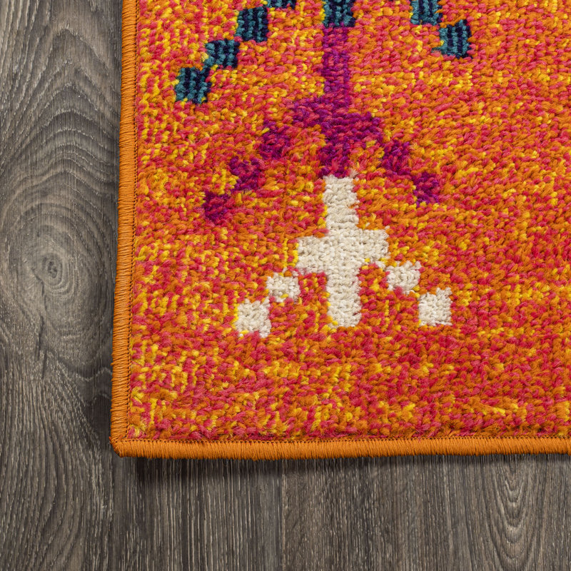 Blakely Tribal Love Geometric Orange/Multi Rug, Rectangle 7'9" x 10'
