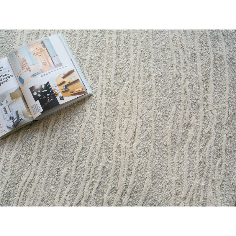 Entro hand-tufted New Zealand Wool Sage Green/Ivory Area Rug, Rectangle 6' x 9', Green/Ivory