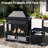 Abdullah 5-Piece Outdoor Aluminum Patio Conversation Set with 5000 BTU Gas Fireplace, 2 Swivel Chairs & 6 Inch Grey Cushions-917350222
