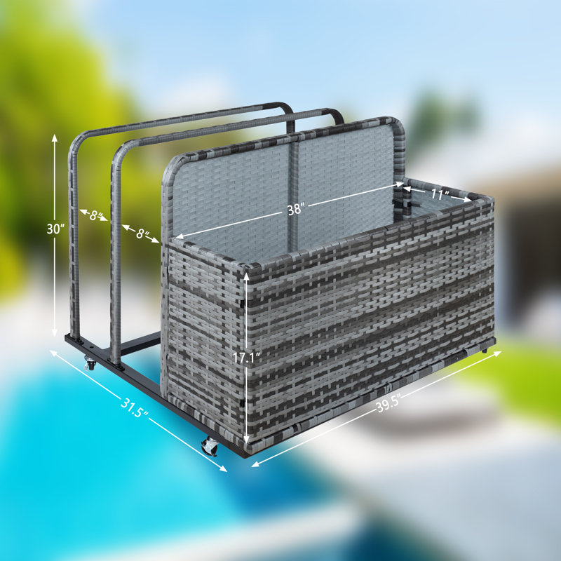Outdoor Storage, Double Layer Poolside Float Storage, Patio Poolside Float Storage Basket, Storage Box, Light Gray