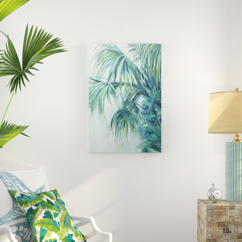 Blue Palmetto 1 Piece Painting on Canvas, 91cm H x 61cm W, Wrapped Canvas