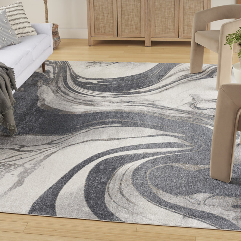 Tapis d'intérieur moderne ivoire Nourison Astra, Rectangle 6 pi 7 po x 9 pi