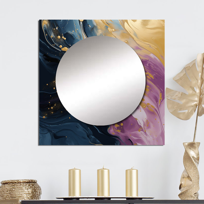 Dekel - Grand miroir carré abstrait pour décoration murale, 29 po x 29 po