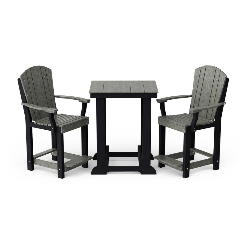 Heritage 3-Piece Patio Set, Dark Gray/Black