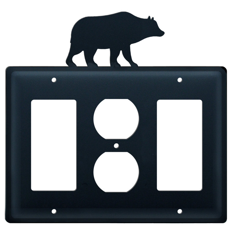 Bear 3-Gang Duplex Outlet / Rocker Combination Wall Plate