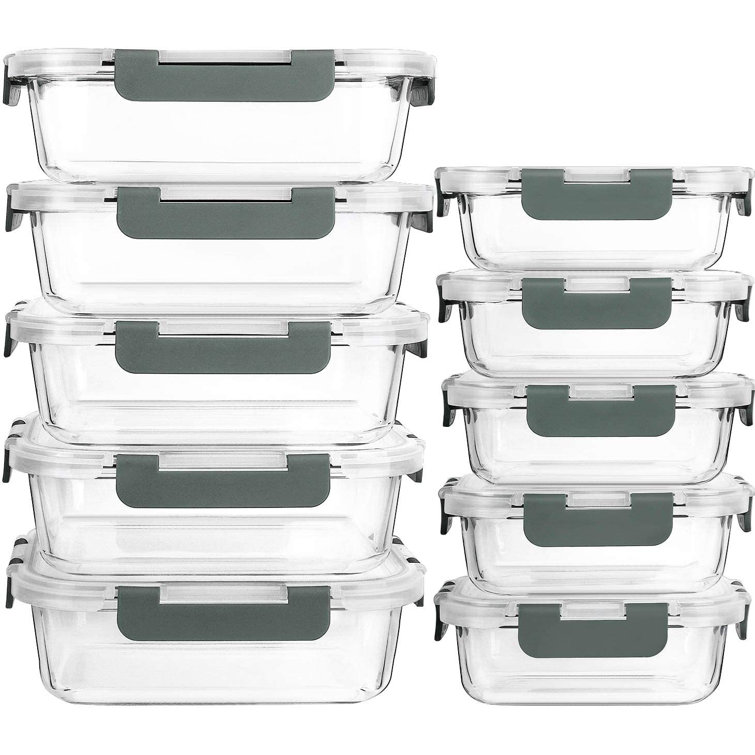 joyjolt glass food storage containers with lids. 5 pack glass meal