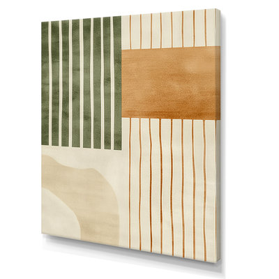 Orange Green Ethereal Optical Currents - Midcentury Modern Framed Art, Orange Mid-Century Modern Wall Decor