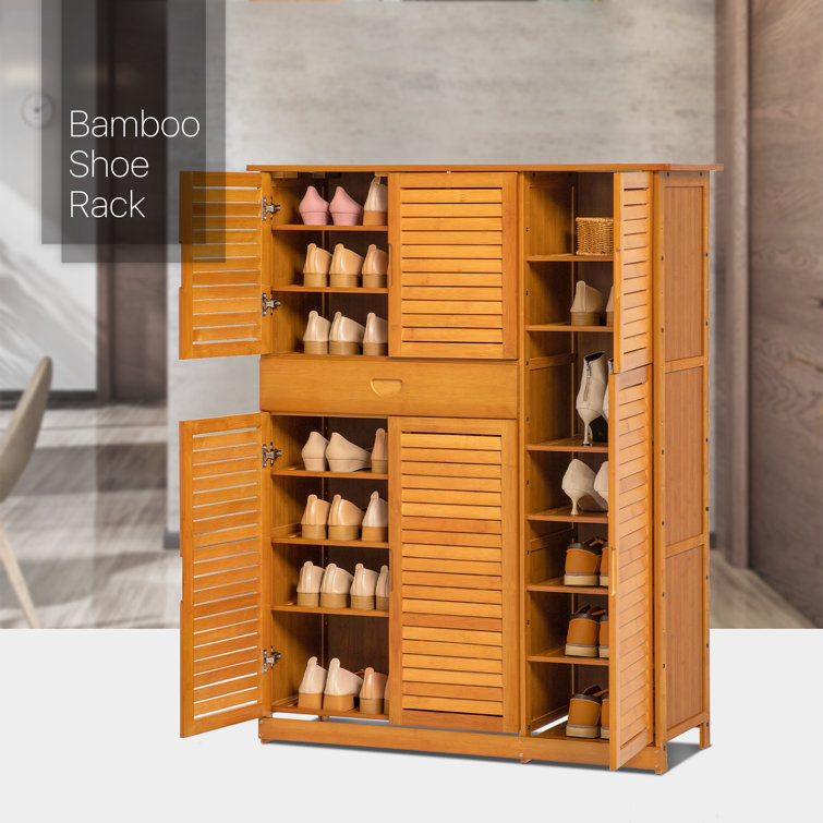 Shoe Rack with Covers Shoe and Boot Storage Cabinet 8 Tier 28-35 Pairs -  VIRTUAL MUEBLES