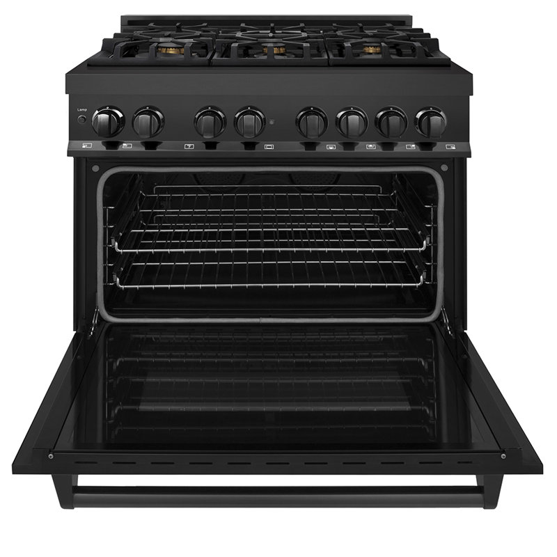 ZLINE 36" Legacy Dual Fuel Range, Black Brass Burners Stainless Steel