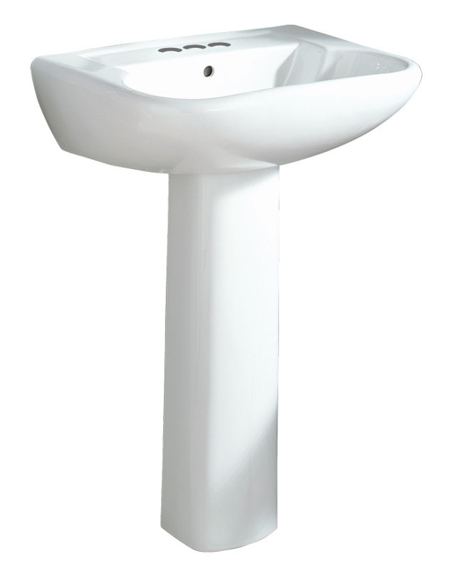Southhampton Vitreous China Rectangular Pedestal Bathroom Sink, White, 4" Centers