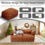 Chaise longue modulaire en chenille l 78,7 po Eleen, siège sous le panier de rangement, 2 repose-pieds avec rangement-1966131554