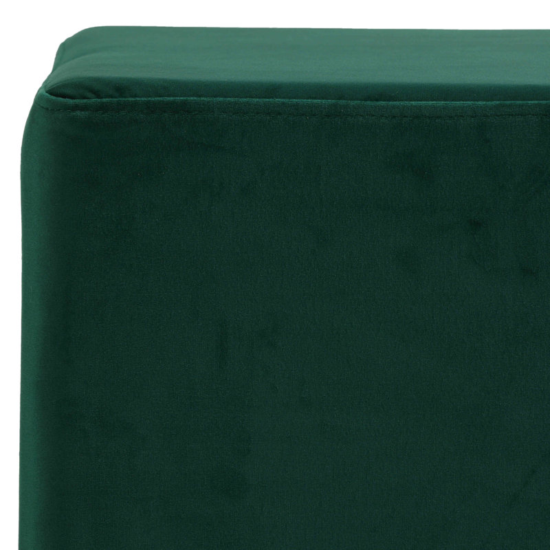 Repose-pieds cubique carré en velours 15,5" Perino, Vert, Argent