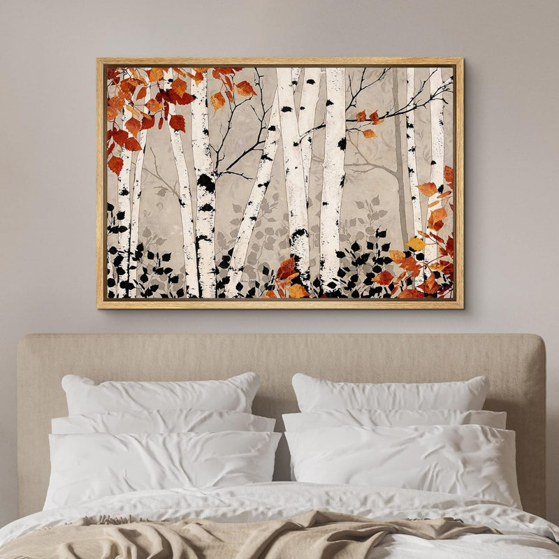 Aspen Birch «Forest Birch Trees» sur, H 16 po x l 24 po, Cadre flottant naturel