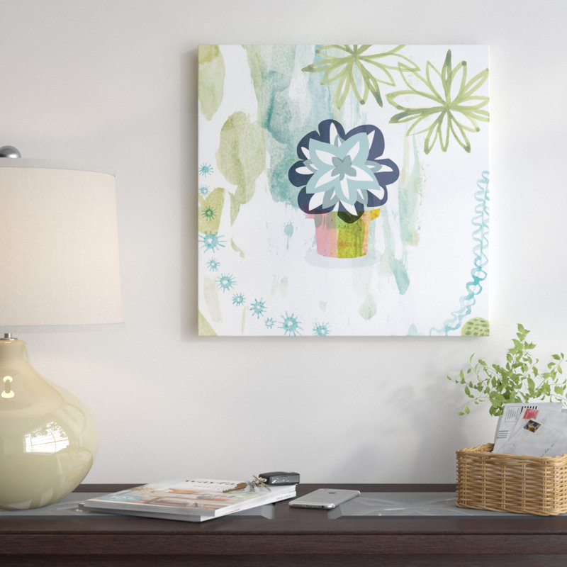 «Succulent Flower», estampe numérique sur toile tendue avec châssis, H 18 po x l 18 po x P 1,5 po, Toile avec cadre noir