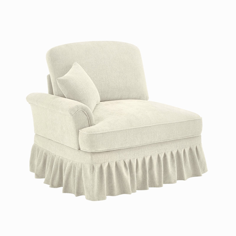 Canapé en chenille LSF avec 1 coussin, Orienté à gauche (vu de face), Blanc