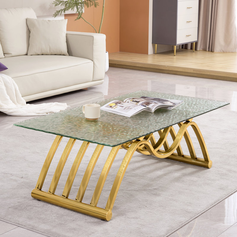 Table basse à plateau en verre, Eau texturée