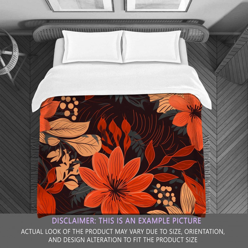 Machine Printed Comforter, Twin Extra Long Comforter, Orange/Red