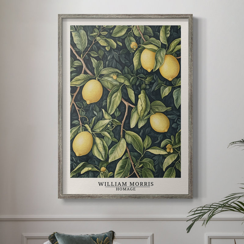 Reproduction encadrée, en bois massif, de la série DL XXIV de Wm Morris, H 30 po x l 24 po