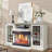 Alvilda 59" 3-Sided Glass Fireplace TV Stand, White-16397827-23179253