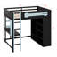 Lit mezzanine en bois avec bureau, garde-robe ouverte, compartiments de rangement et lumières RVB, pleine grandeur-2028162628