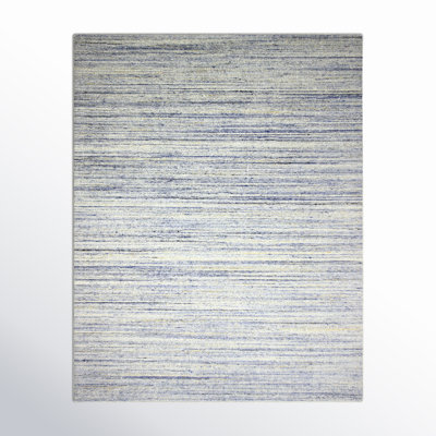 Thebes Handmade Hand Loomed Wool Ivory/Blue Rug
