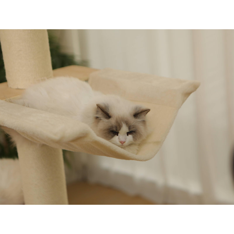 Solid Wood Floor-to-Ceiling Cat Tree, Huge Squar House
