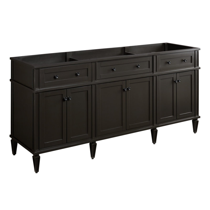 Elmdale 72" Freestanding Mahogany Double Basin Vanity  Rectangular Undermount Sink - 8" Faucet Holes, Dark Olive Green