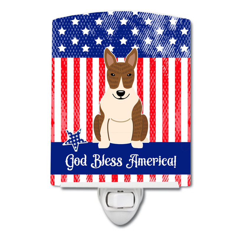 Éclairage de nuit en céramique patriotique usa carlin, Bull terrier bringé