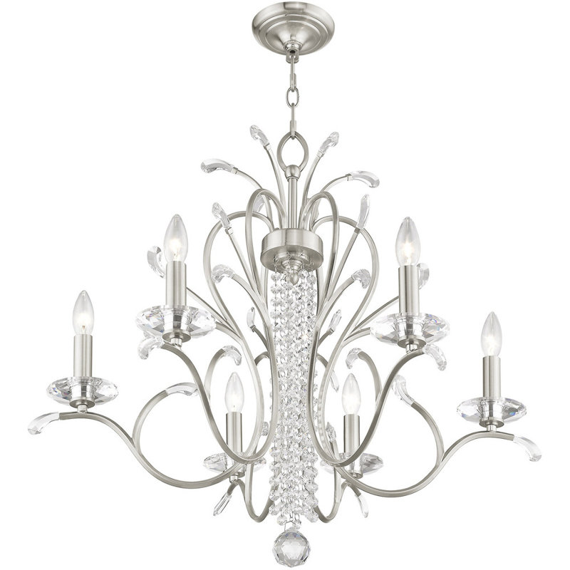 Everlea Candle Chandelier, Brushed Nickel, 4