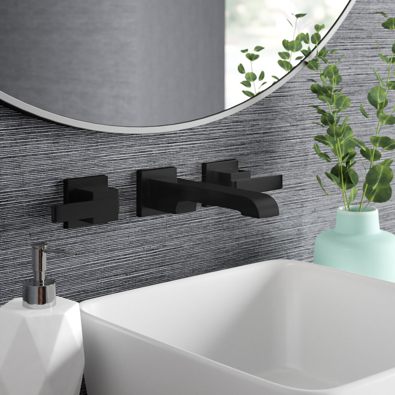 Ara Wall Mounted Bathroom Faucet, Matte Black