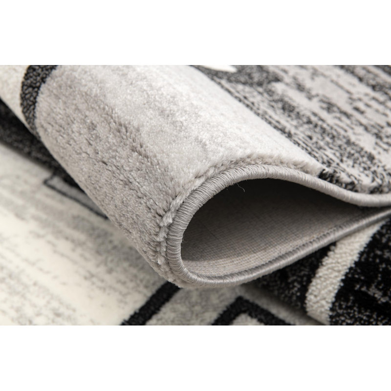 Tapis gris à motif abstrait Dillup-Jones, Rectangle 2 pi x 2 pi 3 po