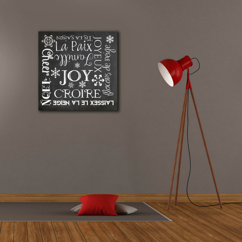 «Christmas Chalk 1 French» par Erin Clark, art mural sur toile, H 26 po x l 26 po x P 1,5 po