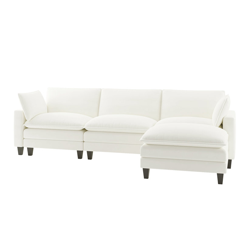 151.5'' Wide Sectional Sofa, Ivory Polyester