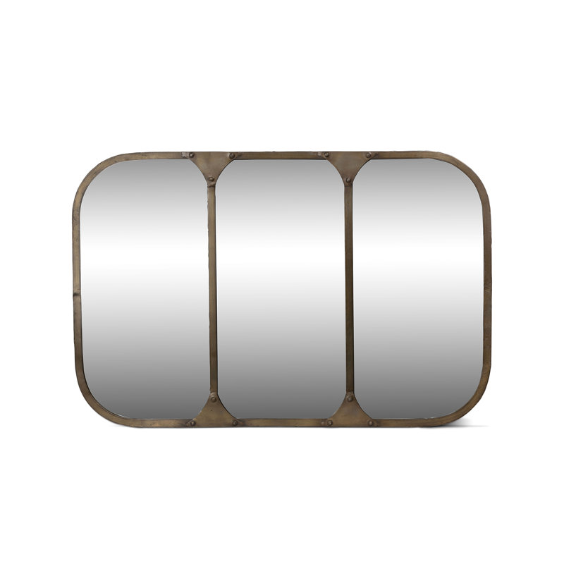 Brown Metal Framed Horizontal and Vertical Wall Mirror