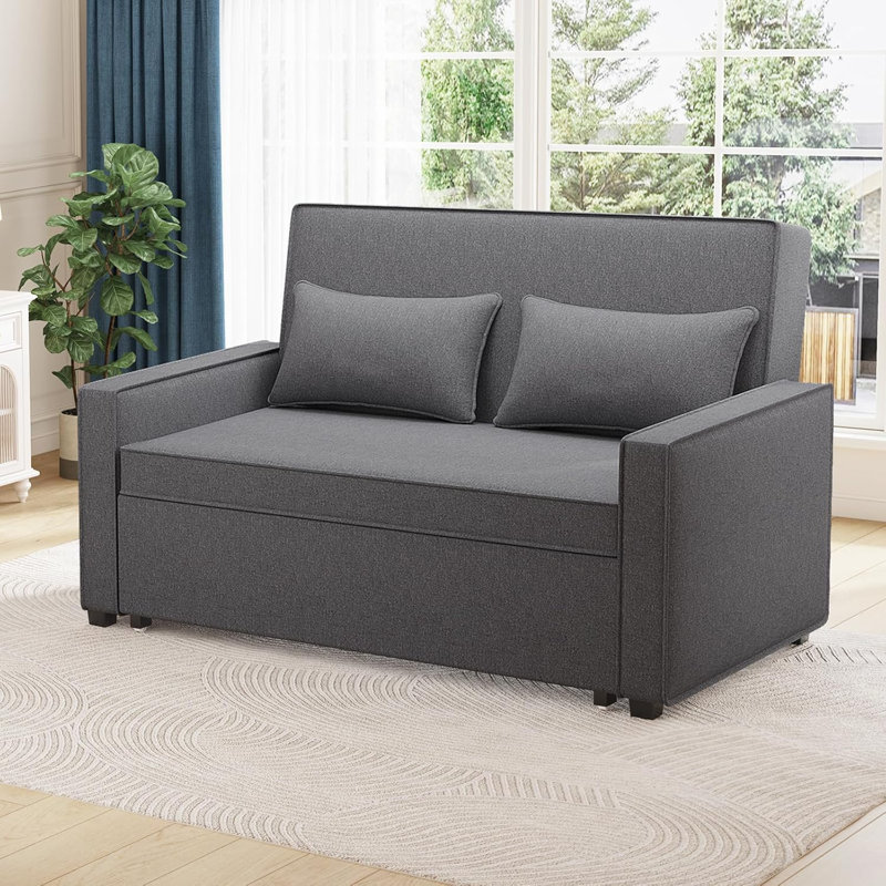 Canapé-lit inclinable en lin Modern, Gris foncé