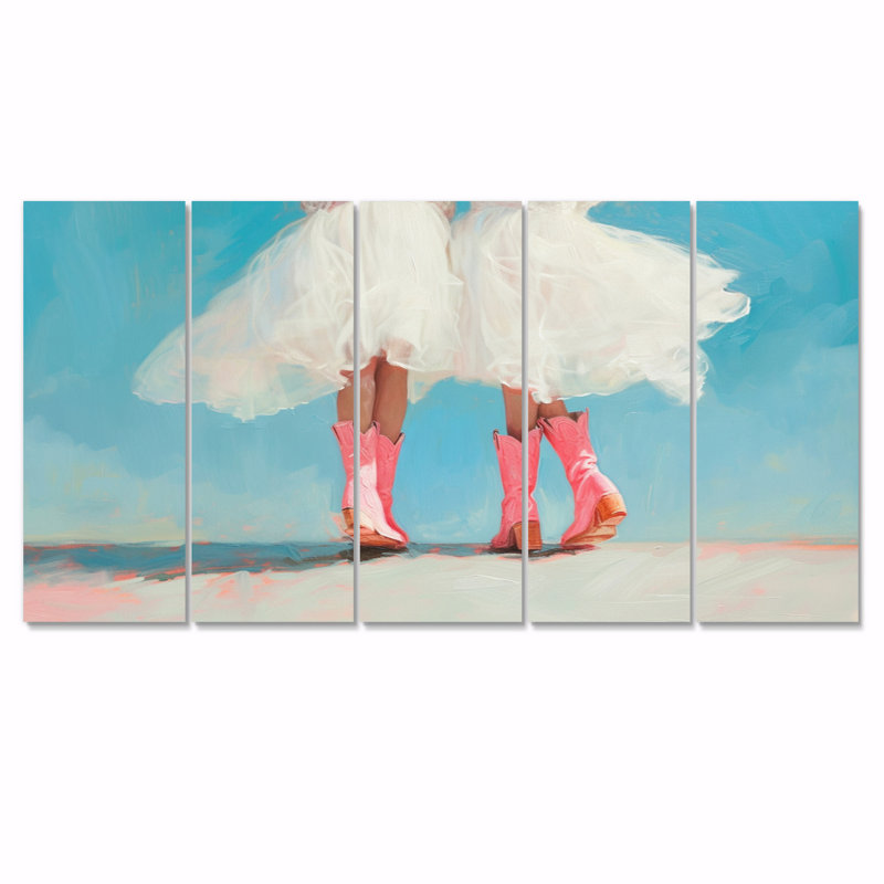 Ensemble de toile disco, bottes de cowboy rose, H 28 po x l 60 po
