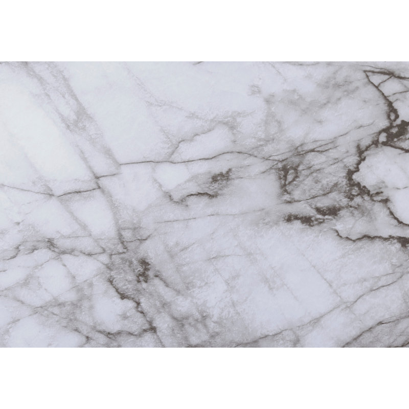 Round Silver Metal and White Marble Accent Table