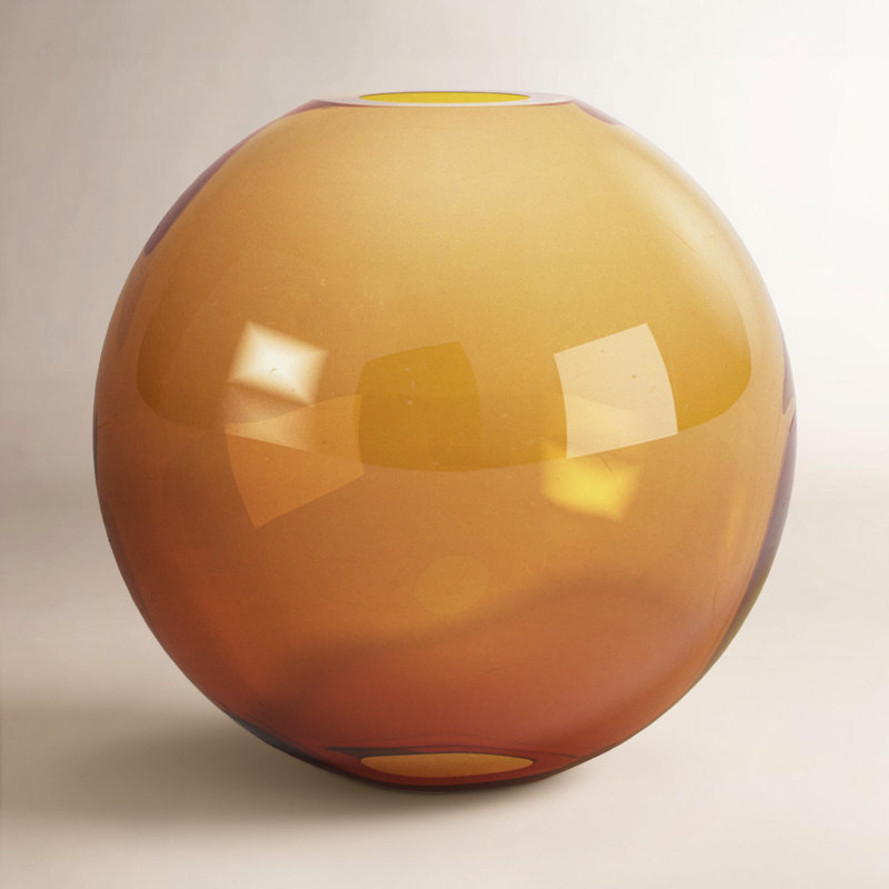Joah 9.5'' Handmade Glass Table Vase, 7'' H x 7.25'' W x 7.25'' D
