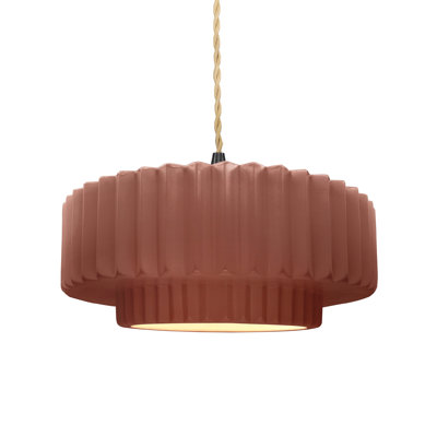 Gela 1-Light Ceramic and Metal Drum Pendant