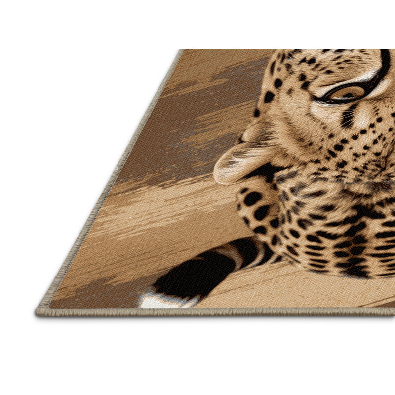 Washable Sudanese Cheetah Big Cats Area Rug, Rectangle 3' x 5'