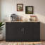 Buffet de rangement multifonctionnel avec tablettes réglables, support à 3 niveaux, tiroir et porte-1883242552
